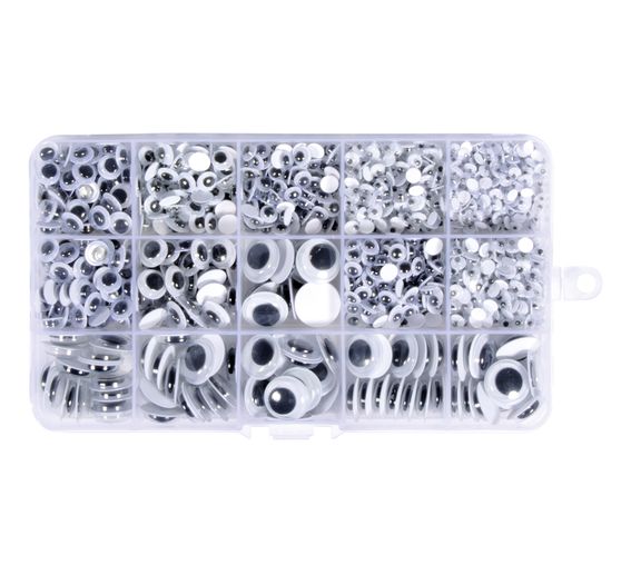 Wiggle eyes self-adhesive "Assorted", box with 1.500 pieces