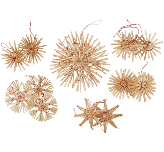 Gwiazdy ze słomy "Asortyment II", 6-12 cm, 14 sztuk