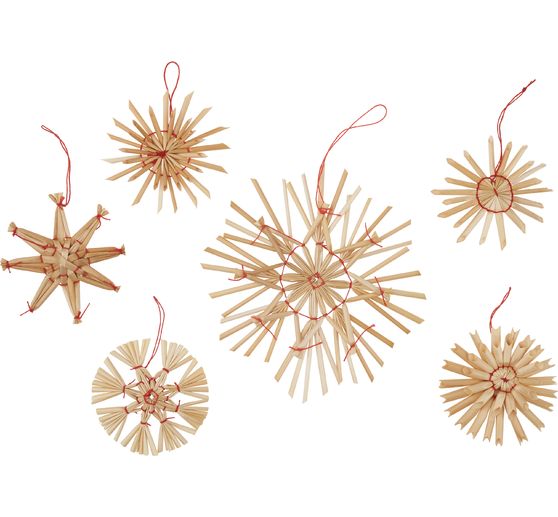 Gwiazdy ze słomy "Asortyment II", 6-12 cm, 14 sztuk