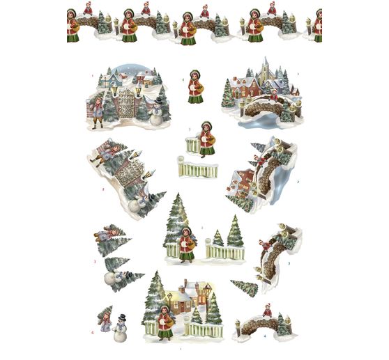 Książka z arkuszami wykrojów 3D "Świąteczna wioska"