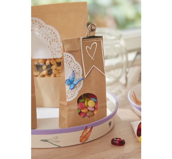 Block bottom kraft paper bags with window