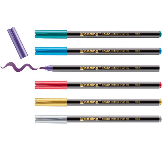 edding 1340 pędzelkowy marker "Metallic", zestaw 6 sztuk