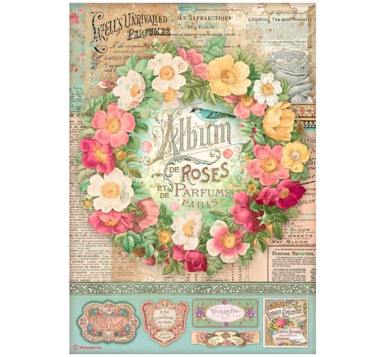 Album "Róże" słomkowy jedwab z motywem