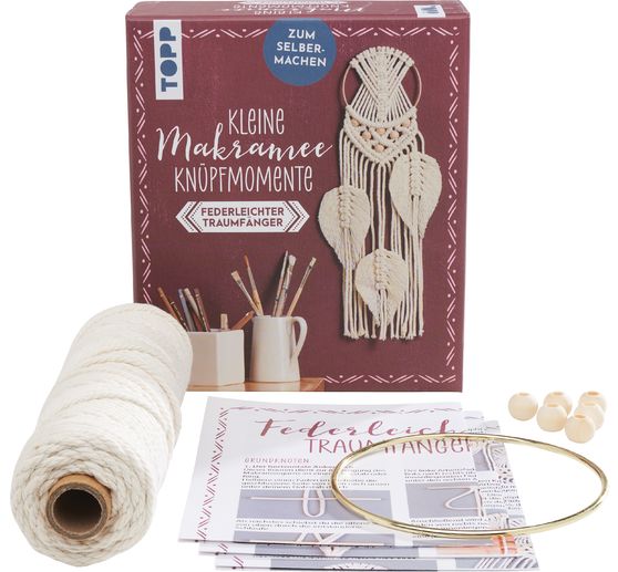 Małe chwile wiązania węzłów: Zestaw do robienia makram "Łapacz snów z piór"