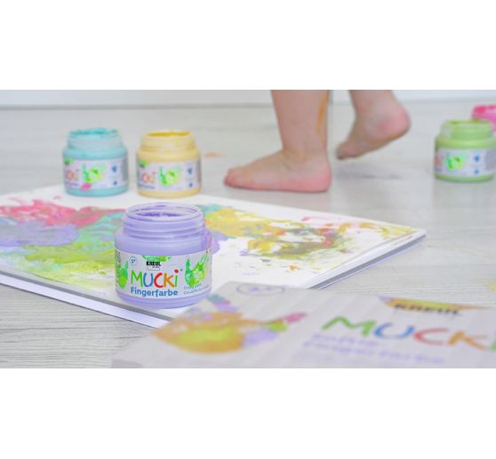 Farby do malowania palcami MUCKI Softie, zestaw 6 sztuk