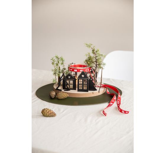 Taśma z nadrukiem "Domy i drzewa"