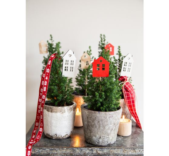 Taśma z nadrukiem "Domy i drzewa"