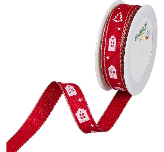 Taśma z nadrukiem "Domy i drzewa"