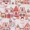 Motif fabric linen optics "Houses in the snow"