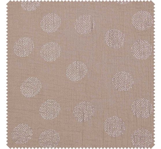 Crinkle muslin cotton fabric with metallic effect "Sakura Blossom Taupe"