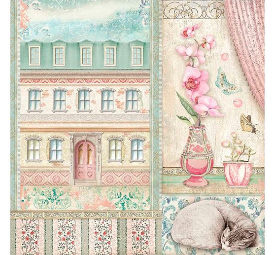 Blok do scrapbookingu "Kot i orchidea"