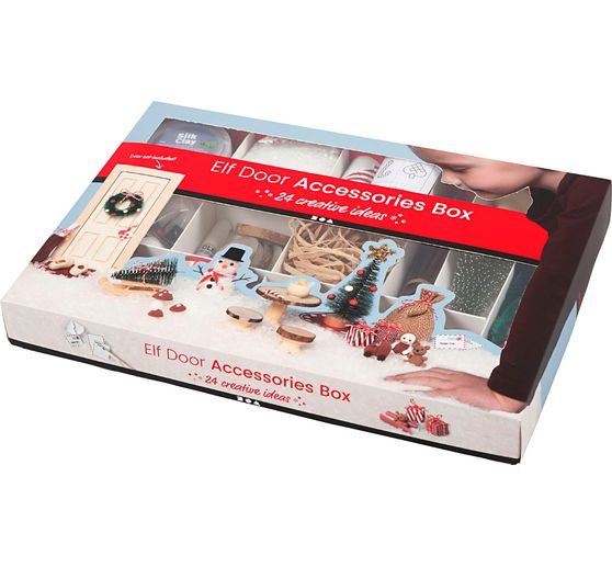 Pudełko na rękodzieło drzwiczki elfów "Świąteczne sceny"