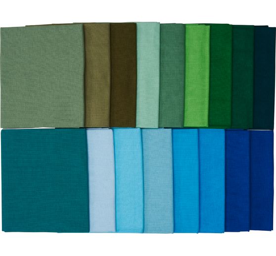 Fabric package Patchy Uni "Blue-Green-Olive-Grey", 17 cuttings