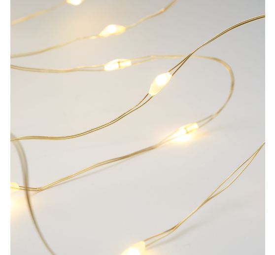 Micro LED light chain, with timer, gold colored wire, 20 LEDs