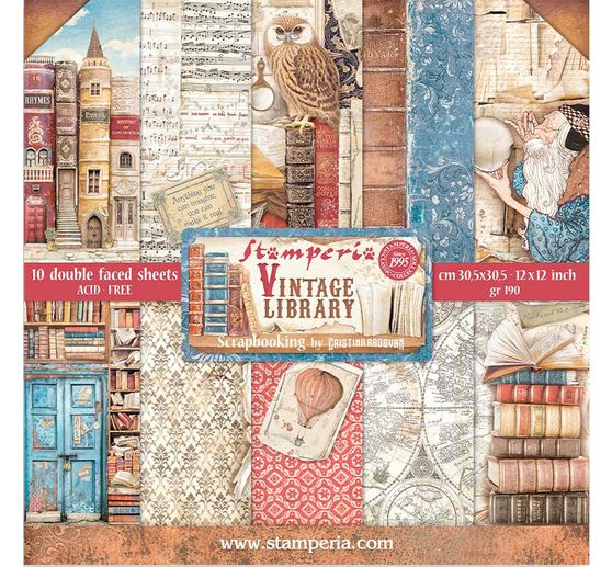 Vintage Library" - blok do scrapbookingu