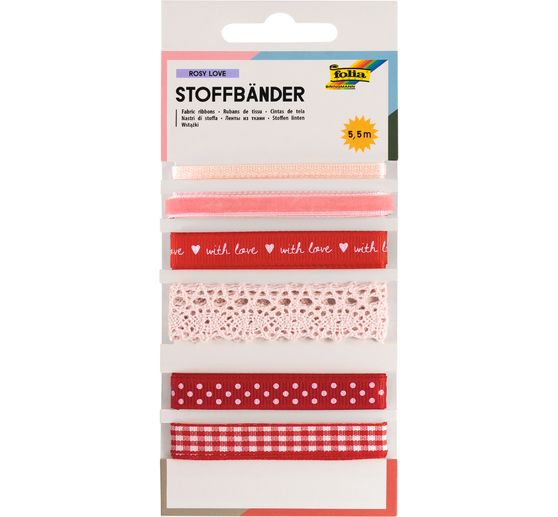 Mieszanka wstążek materiałowych "Rosy Love"