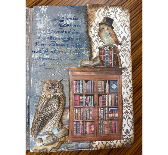 Motif straw silk "Vintage Library Flowers"