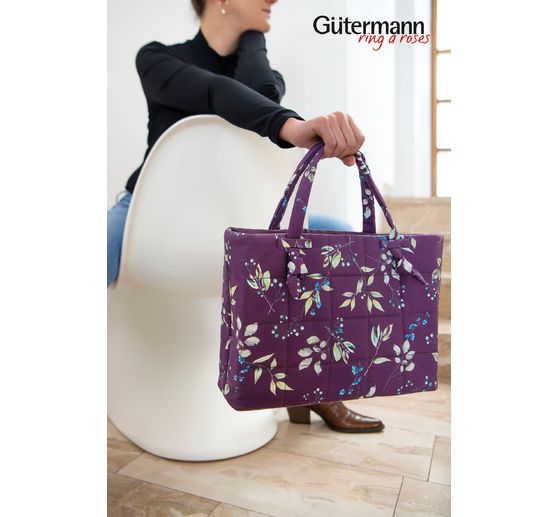 Cotton fabric "Brilliant" twigs-aubergine