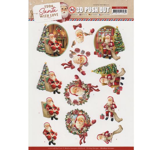 Zestaw arkuszy wykrojów 3D "Od Świętego Mikołaja z miłością"