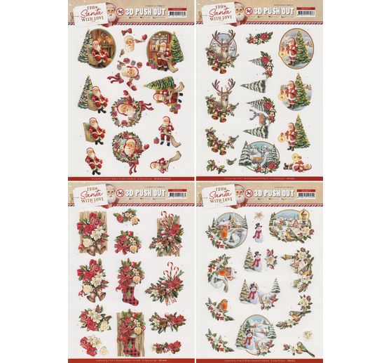 Zestaw arkuszy wykrojów 3D "Od Świętego Mikołaja z miłością"