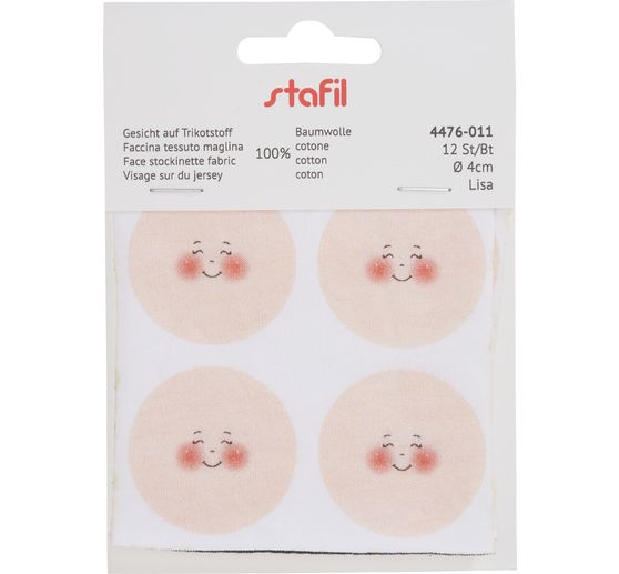 Twarze na dzianinie "Lisa", Ø 4 cm