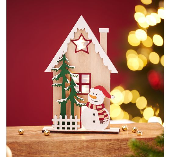 VBS Drewniany model do składania "Zimowy bałwanek w domku"
