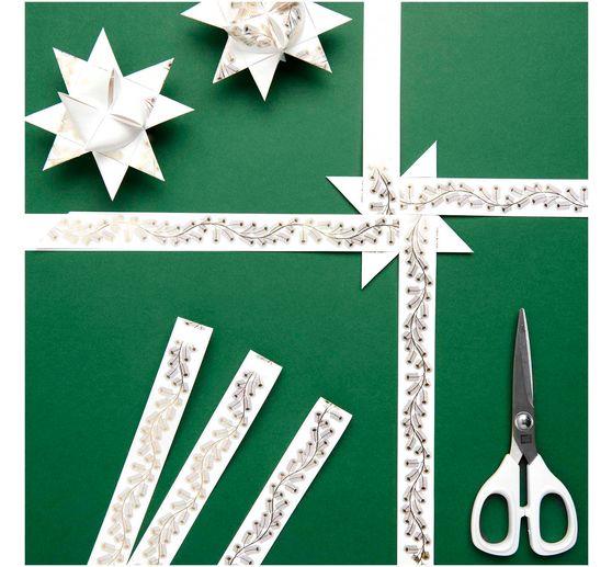 Paski papierowe "Gałązki", biało-złote