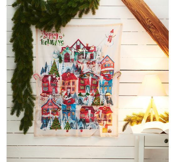 Advent calendar fabric panel "Houses