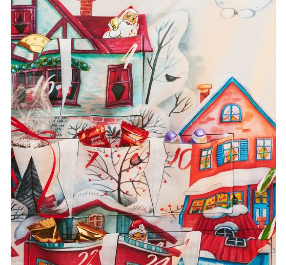 Advent calendar fabric panel "Houses