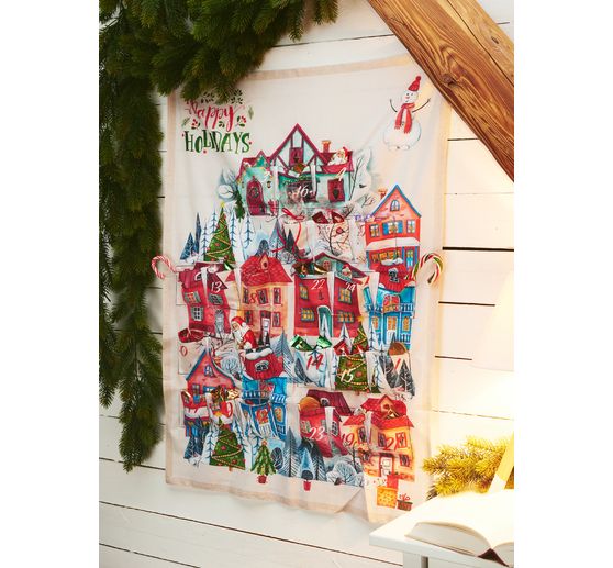 Advent calendar fabric panel "Houses
