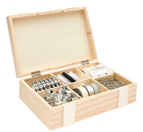 Wooden box / storage box with 6 compartments