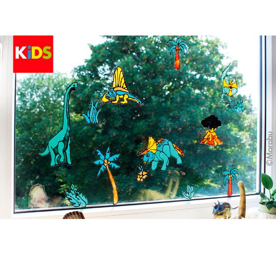 Zestaw kolorów Window Color Marabu KiDS "Dinozaury"