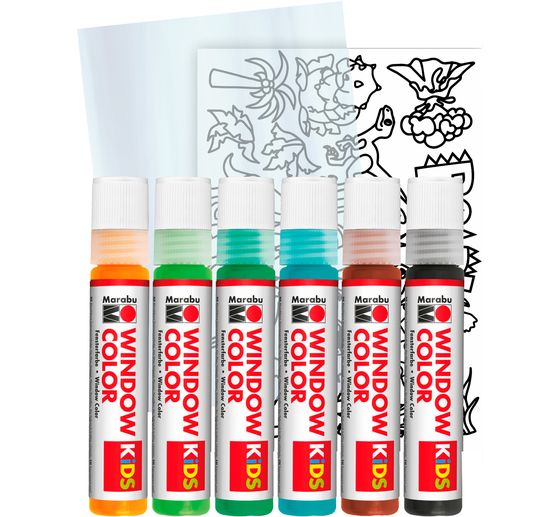 Zestaw kolorów Window Color Marabu KiDS "Dinozaury"