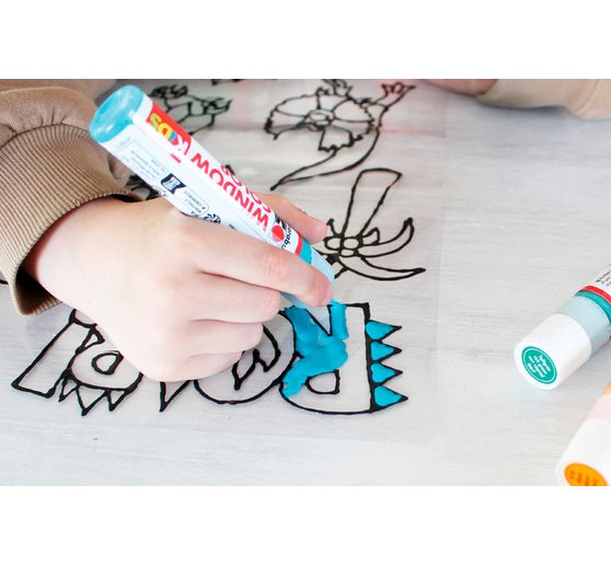 Zestaw kolorów Window Color Marabu KiDS "Dinozaury"