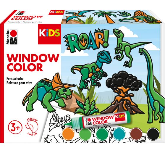Zestaw kolorów Window Color Marabu KiDS "Dinozaury"