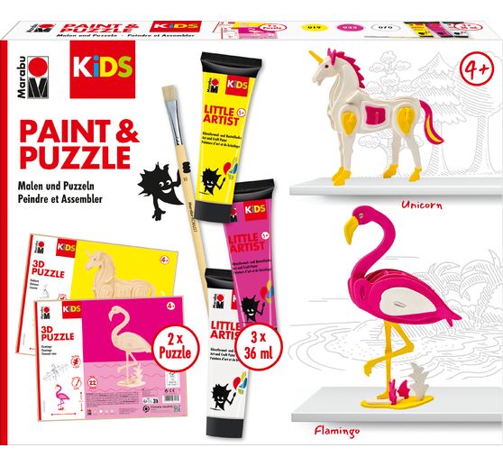 Marabu KiDS Little Artist Paint & Puzzle "Flaming i jednorożec"