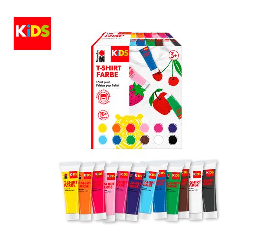 Marabu KiDS "Farba do koszulek", 12 x 36 ml