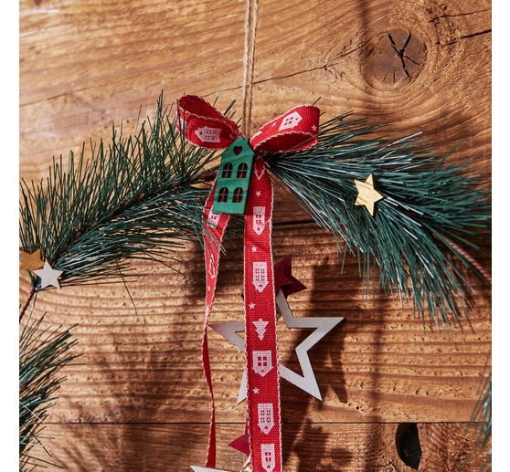 Taśma z nadrukiem "Domy i drzewa"