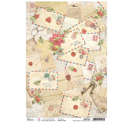 Słomkowa jedwab z motywem "świątecznej poczty