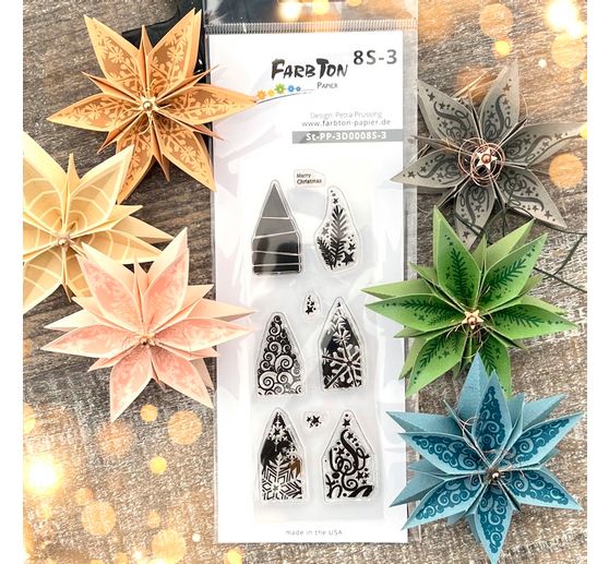 Silikonowy stempel do składania gwiazdy z papieru mały "Boże Narodzenie"