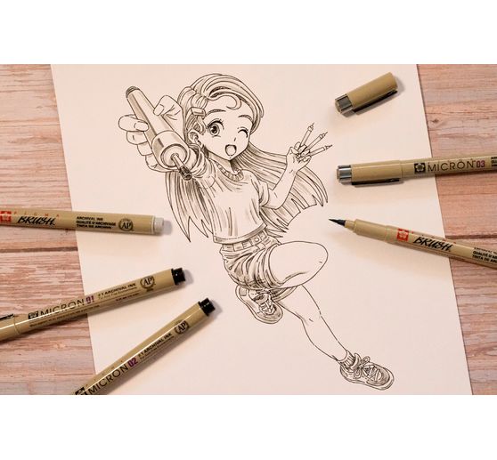 Sakura Pigma Micron "Manga Collection", Set of 4, Sepia