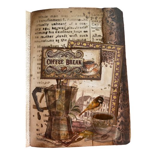 Słomkowa jedwab z motywem tła "Kawa i czekolada"