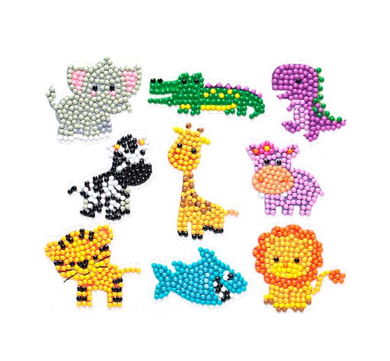 Diamond Painting Sticker craft set "Zoo animals"