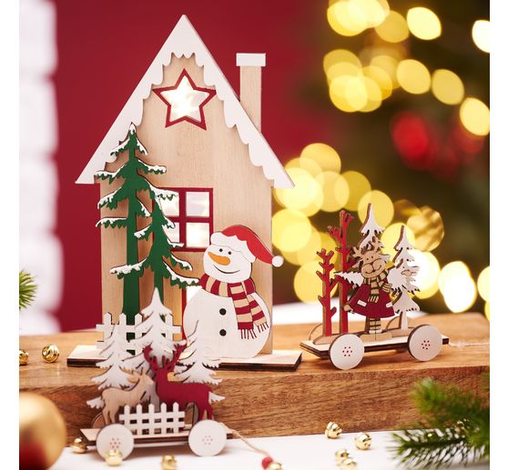 VBS Drewniany model do składania "Zimowy bałwanek w domku"