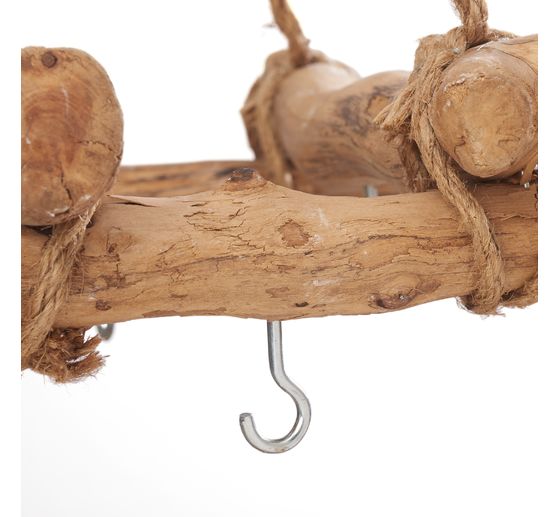 Drewniana drabina dekoracyjna z oczkami do zawieszenia