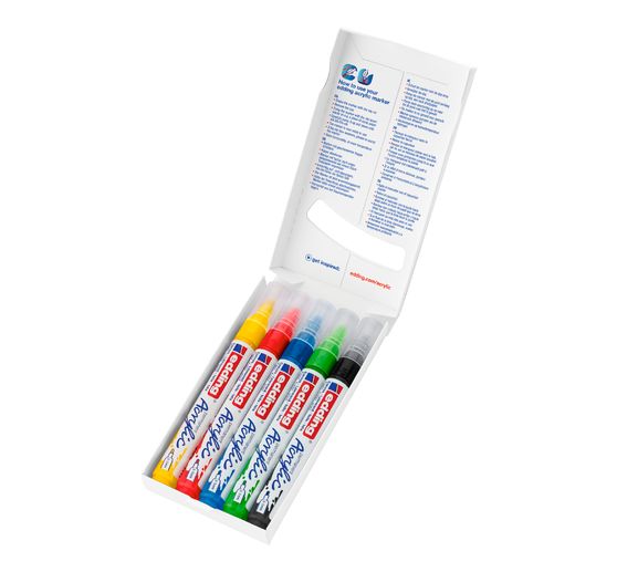edding 5100 Acrylic "Acrylic marker - Basic", Medium, Set of 5