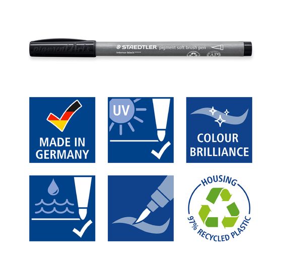 STAEDTLER Pióro pigmentowe z miękkim pędzelkiem "Greys", zestaw 6 sztuk