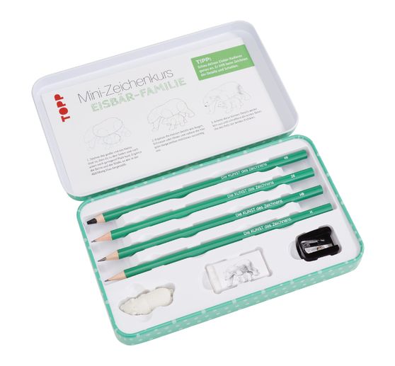 The art of drawing design tin with drawing material