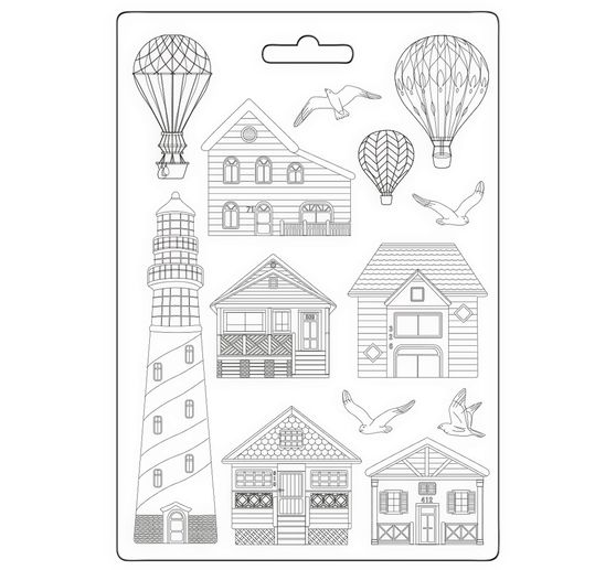 3D Texture mould "Sea Land - Houses and Lighthouse"