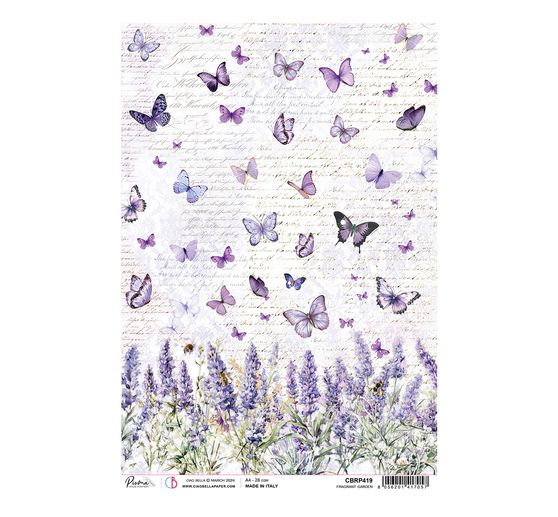 "Poranek w Prowansji - lawenda i motyle" słomkowy jedwab z motywem